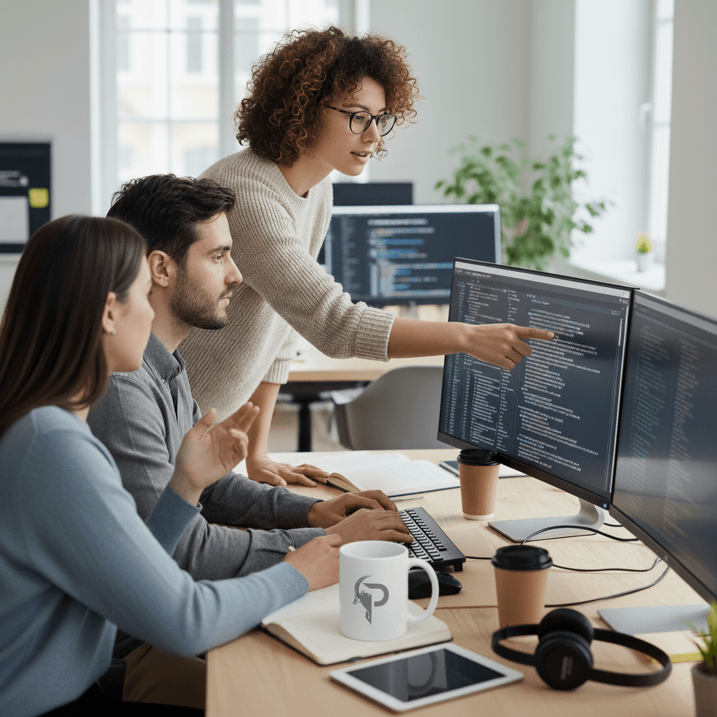 Team arbeitet an modernen Webanwendungen